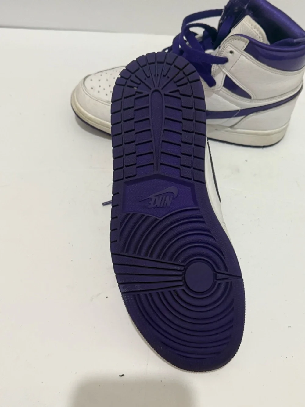 Nike Purple and White High-Top Sneaker Interior Detail